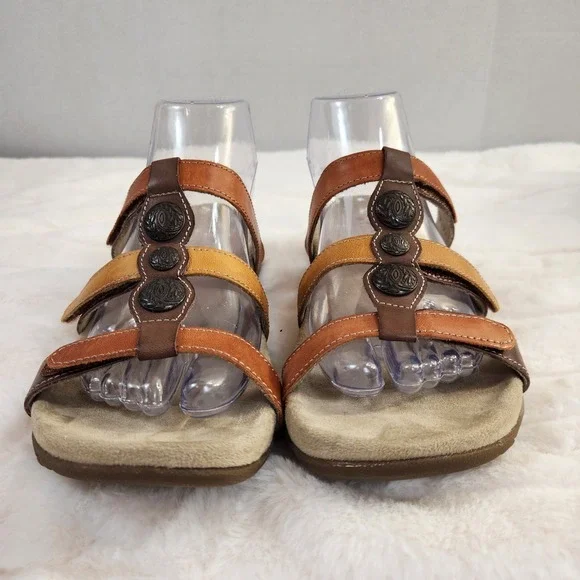 Taos Ramy Willow Leather Sandals Womens 8 EU 39 Brown Red Casual Slide Shoe - Picture 9 of 14